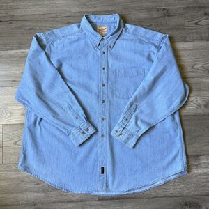 Woolrich Mens Light Blue Wash Denim Button Down Long Sleeve Shirt - Size 3XL Big